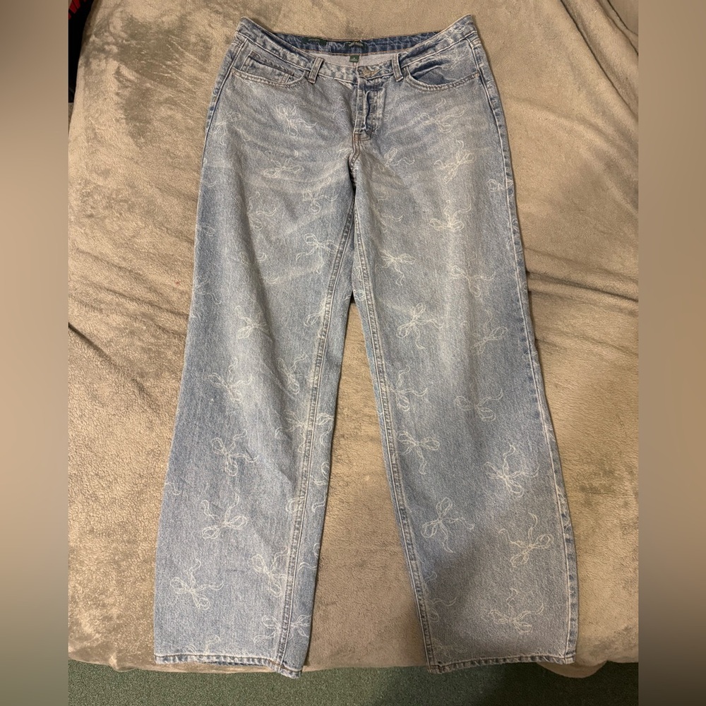 Wild Fable Light Blue Jeans with White Bows